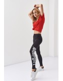 Fitted leggings with inscriptions, black 35150 - Online store - Boutique